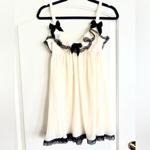 Victoria's Secret Cream Chemise with Black Lace Trim